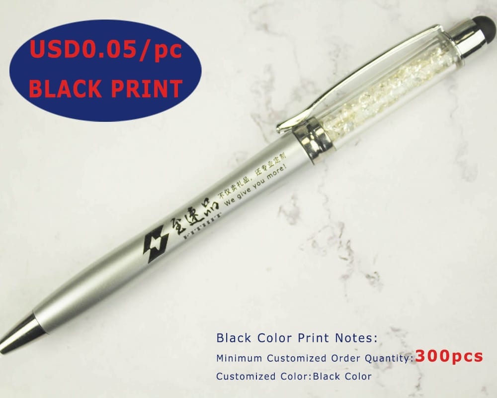 Lot 50pcs color crystal stylus ball pen, touch screen ballpoint pen, custom logo promotional gift