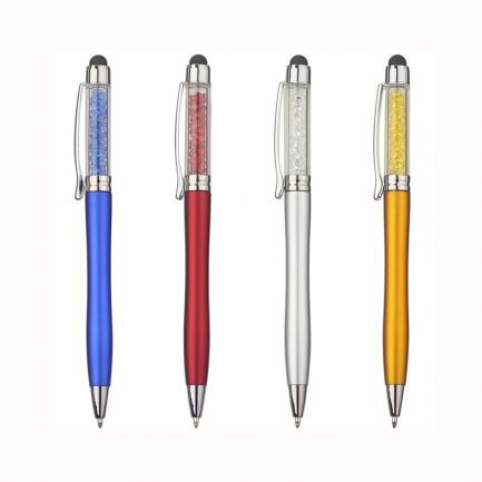 Lot 50pcs color crystal stylus ball pen, touch screen ballpoint pen, custom logo promotional gift
