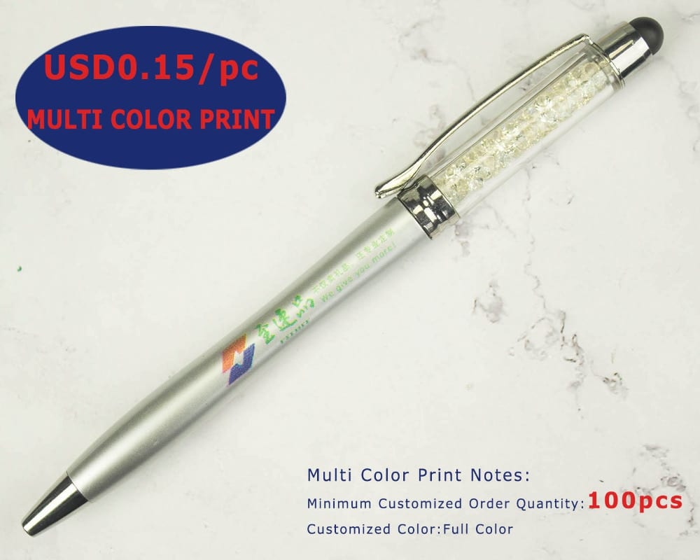 Lot 50pcs color crystal stylus ball pen, touch screen ballpoint pen, custom logo promotional gift