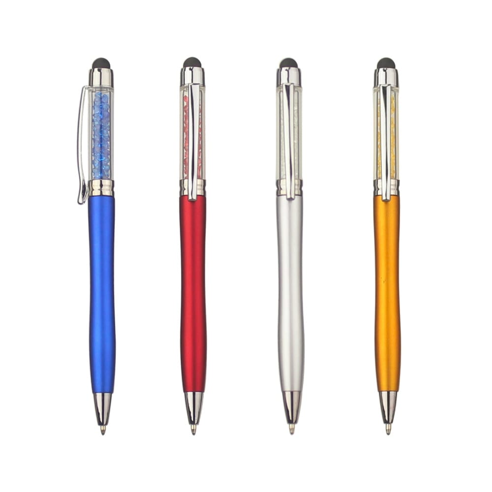 Lot 50pcs color crystal stylus ball pen, touch screen ballpoint pen, custom logo promotional gift