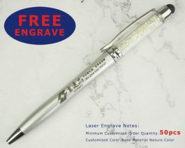 lot 50pcs Color Crystal Stylus Ball Pen, Touch Screen Ballpoint Pen, Custom Logo Promotional Gift