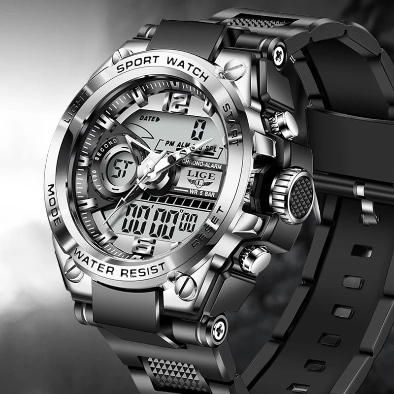 Relogio masculino lige sport men, quartz digital watch creative, diving watches, waterproof