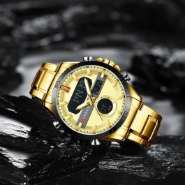 CURREN Fashion Sport, Gold Men’s Digital Watches with Stainless Steel