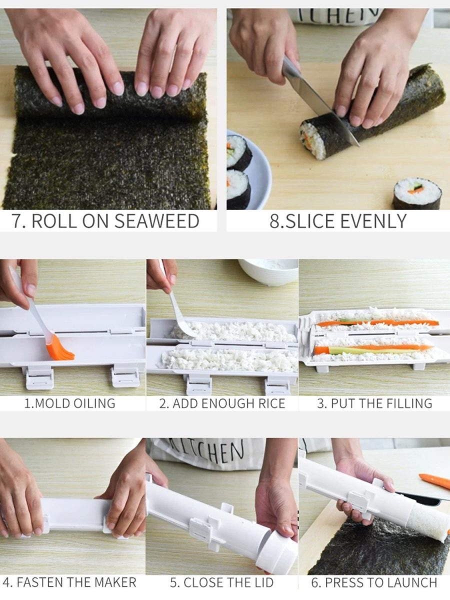 Meijuner sushi maker roller, rice mold, vegetable and meat rolling gadgets