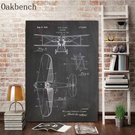 Space shuttle canvas posters and prints, biplane patent print, vintage posters aviation wall decor