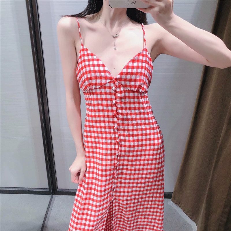 Za 2021, strappy gingham summer, sexy sleeveless backless