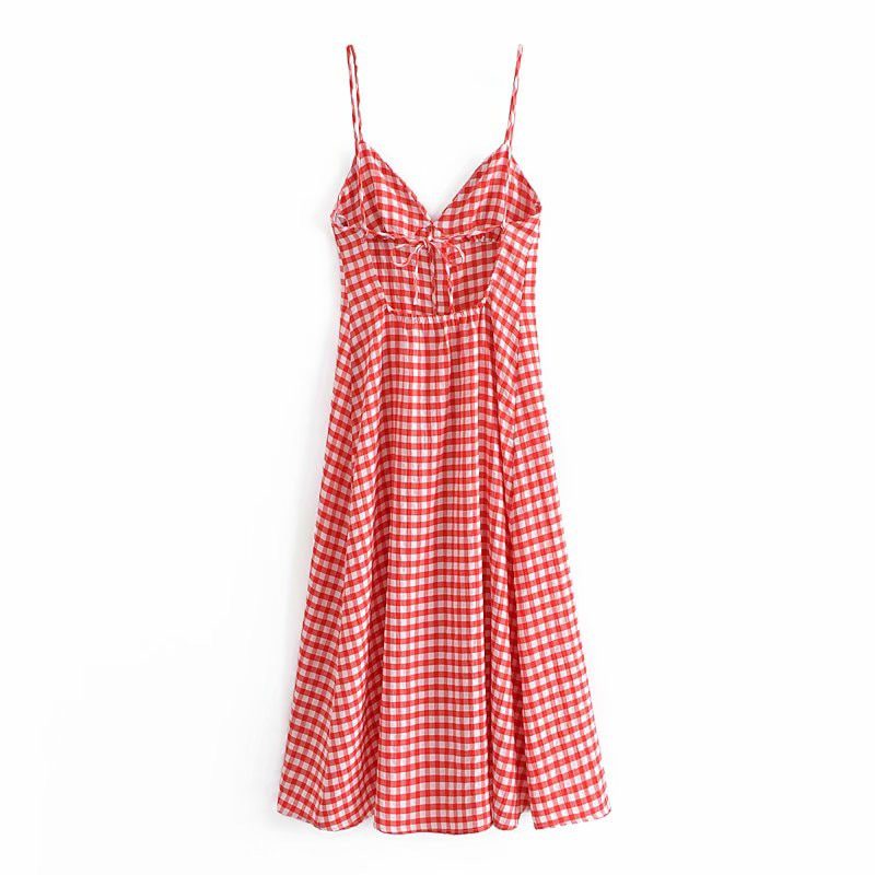 Za 2021, strappy gingham summer, sexy sleeveless backless