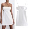 Za 2021 cut out sexy party dress, sleeveless, spaghetti straps, mini summer dress, chic back zip white