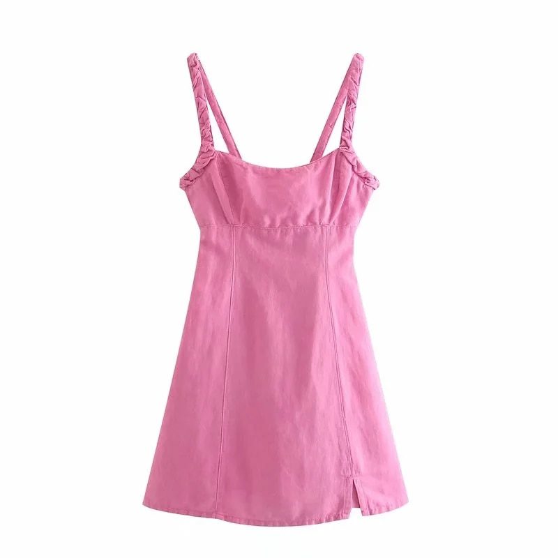 Za 2021 summer sweet, mini lace sling dress, beach sexy backless