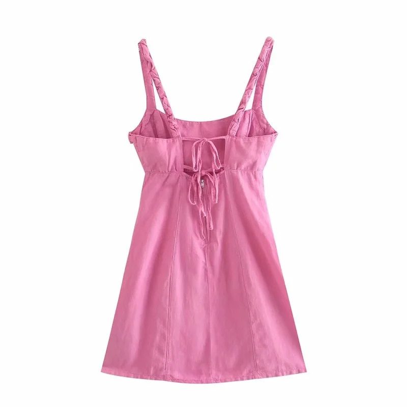 Za 2021 summer sweet, mini lace sling dress, beach sexy backless