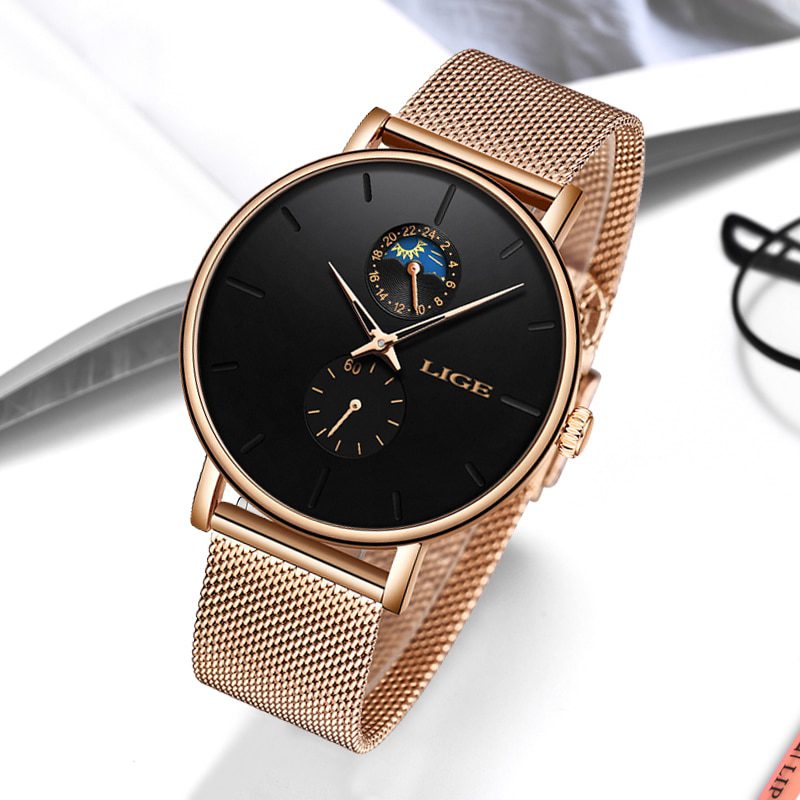 Lige new women luxury brand watch, waterproof wristwatch, female fashion casual watches