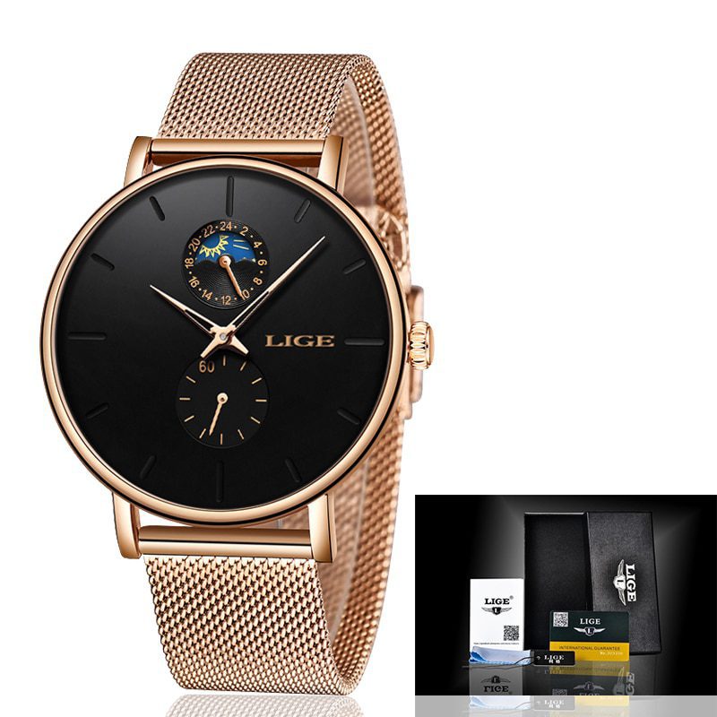Lige new women luxury brand watch, waterproof wristwatch, female fashion casual watches