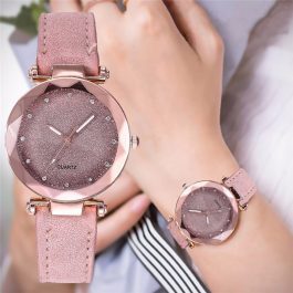 Wrist Watch Casual, Women Romantic Starry Sky,  Leather Strap Rhinestone Designer