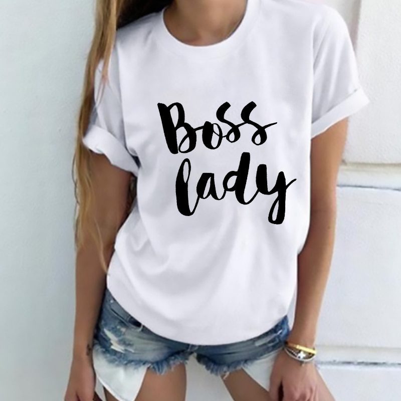 Women tshirt, lady letter print, funny leisure fashion