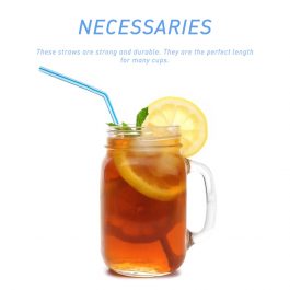 500Pcs Disposable Plastic Drinking Straws, Multi-Color Striped Elbow Beverage