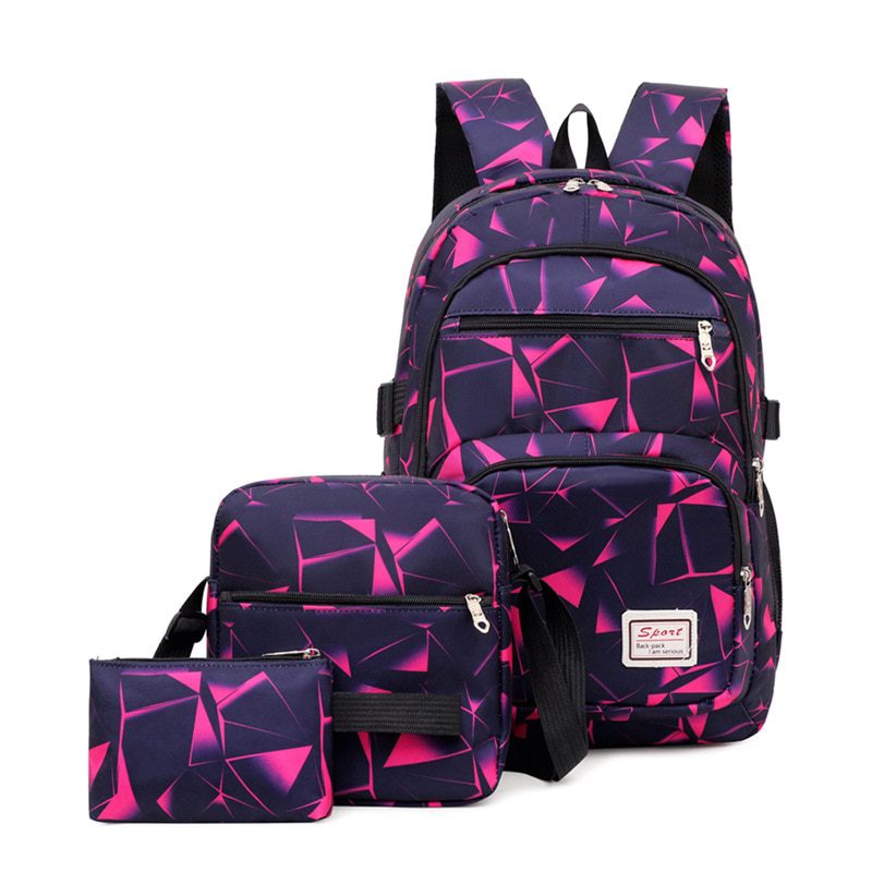 3pcs/set male backpacks high school bags for women, boys one shoulder, big student travel bag, men school backpack