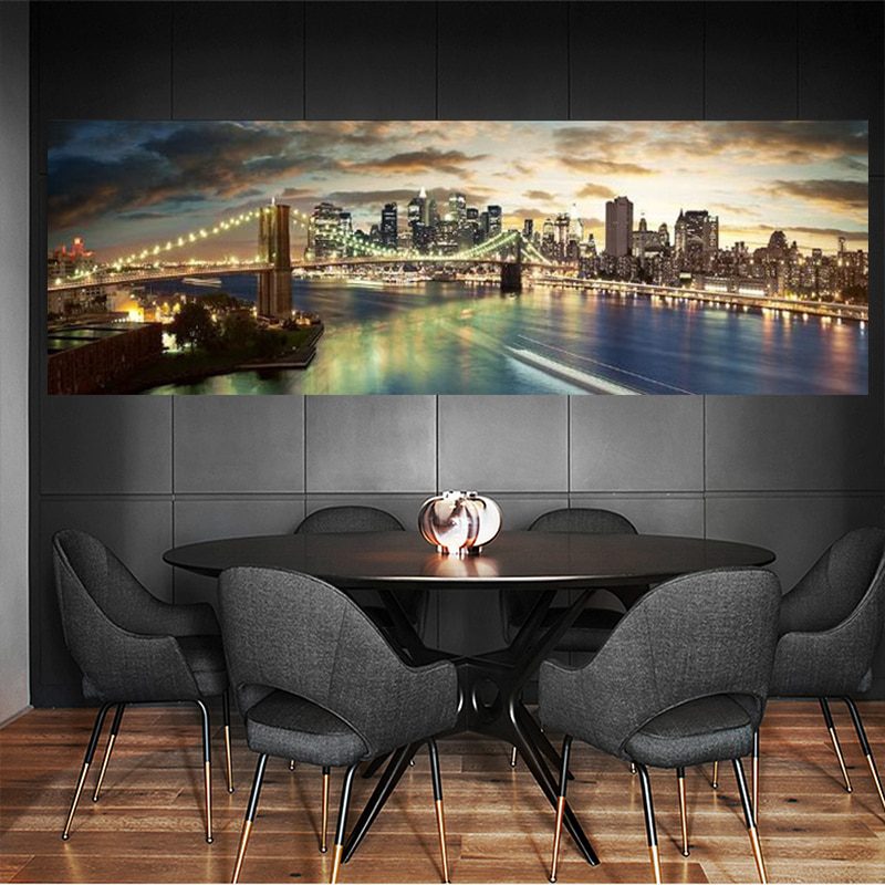 Brooklyn bridge night landscape, canvas paintings on the wall