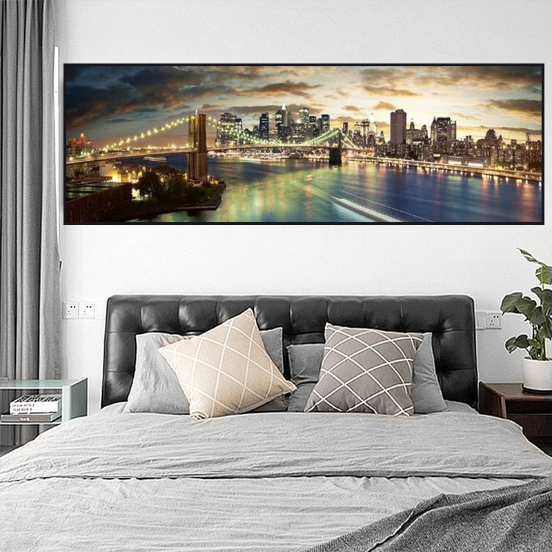 Brooklyn bridge night landscape, canvas paintings on the wall