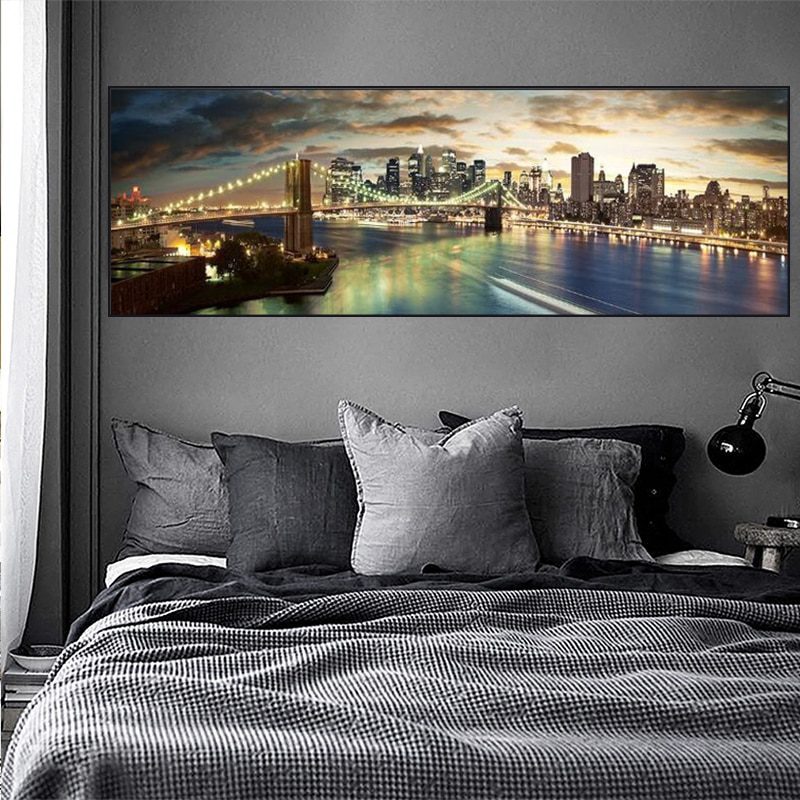 Brooklyn bridge night landscape, canvas paintings on the wall