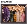 1set natural rose quartz, hexagonal column, amethyst cluster, healing wand mineral crystal stone