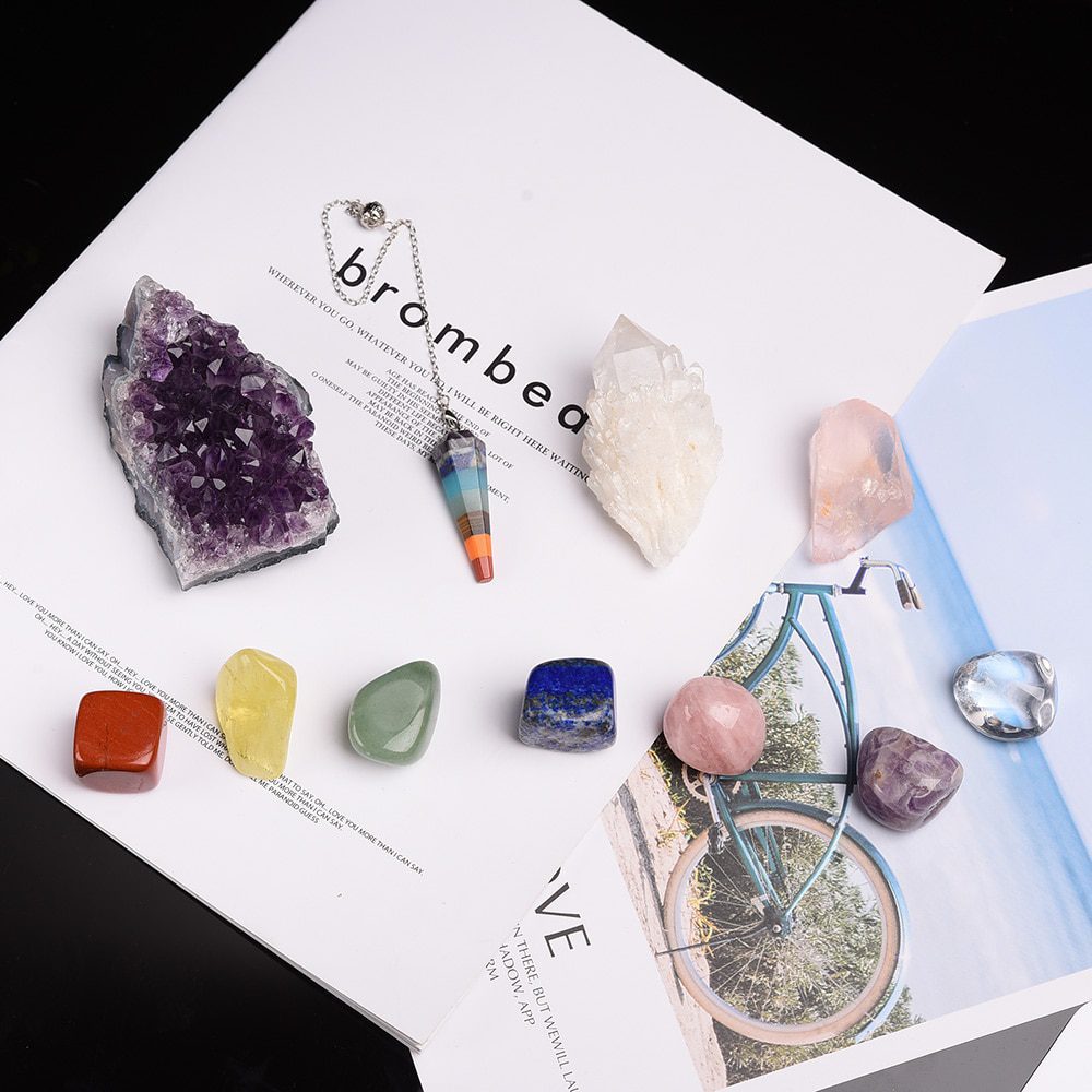 11pc natural amethyst, cluster quartz crystal, mineral specimen, healing stones, seven chakras therapy stone
