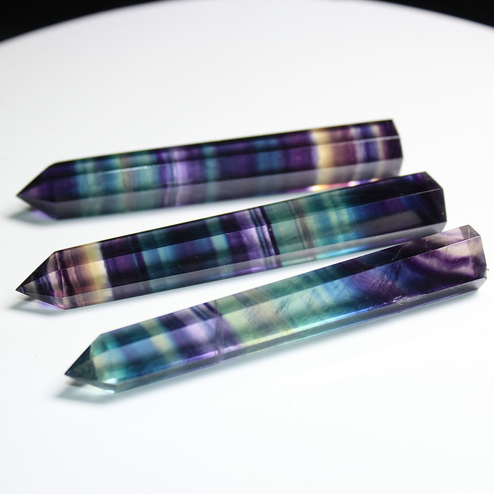 Natural striped fluorite crystal, 4-7cm, quartz crystal stone, hexagonal wand