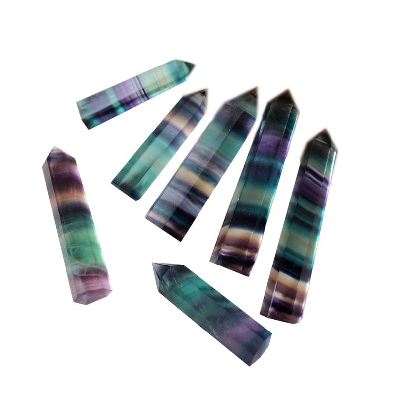Natural striped fluorite crystal, 4-7cm, quartz crystal stone, hexagonal wand