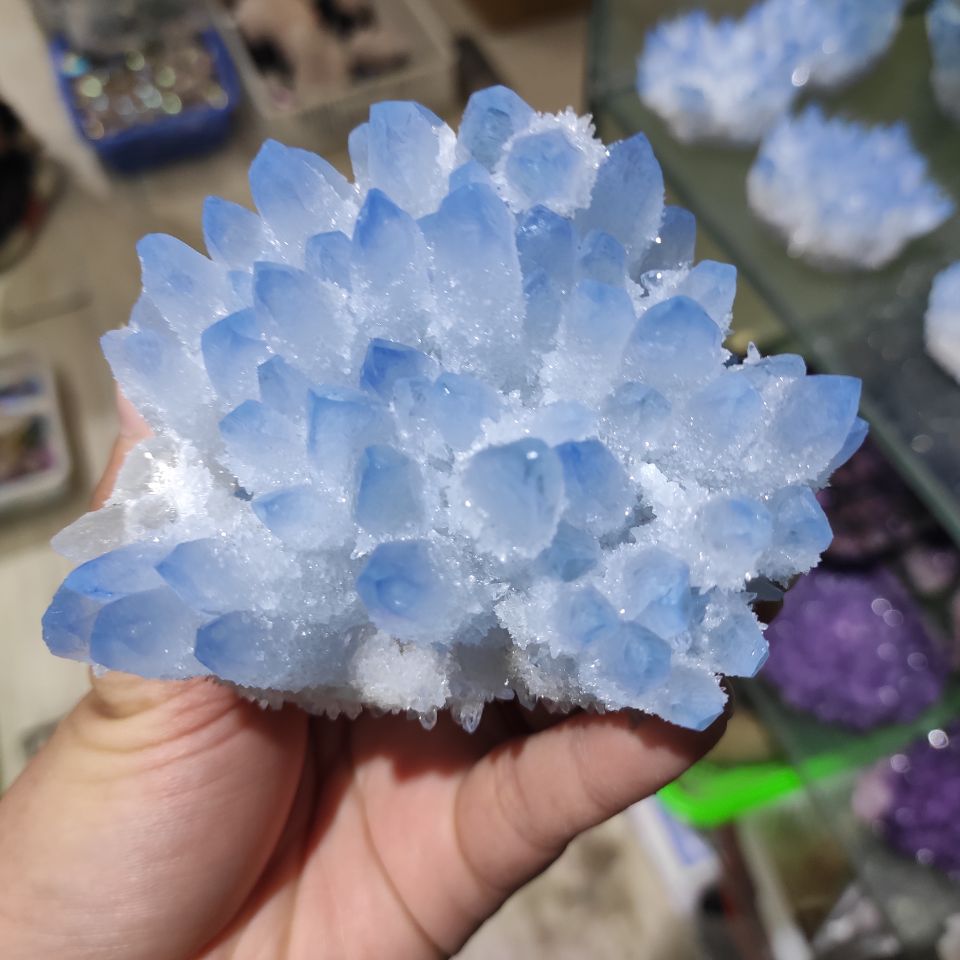 300-700g, rare beautiful, blue ghost phantom quartz, crystal cluster specimen