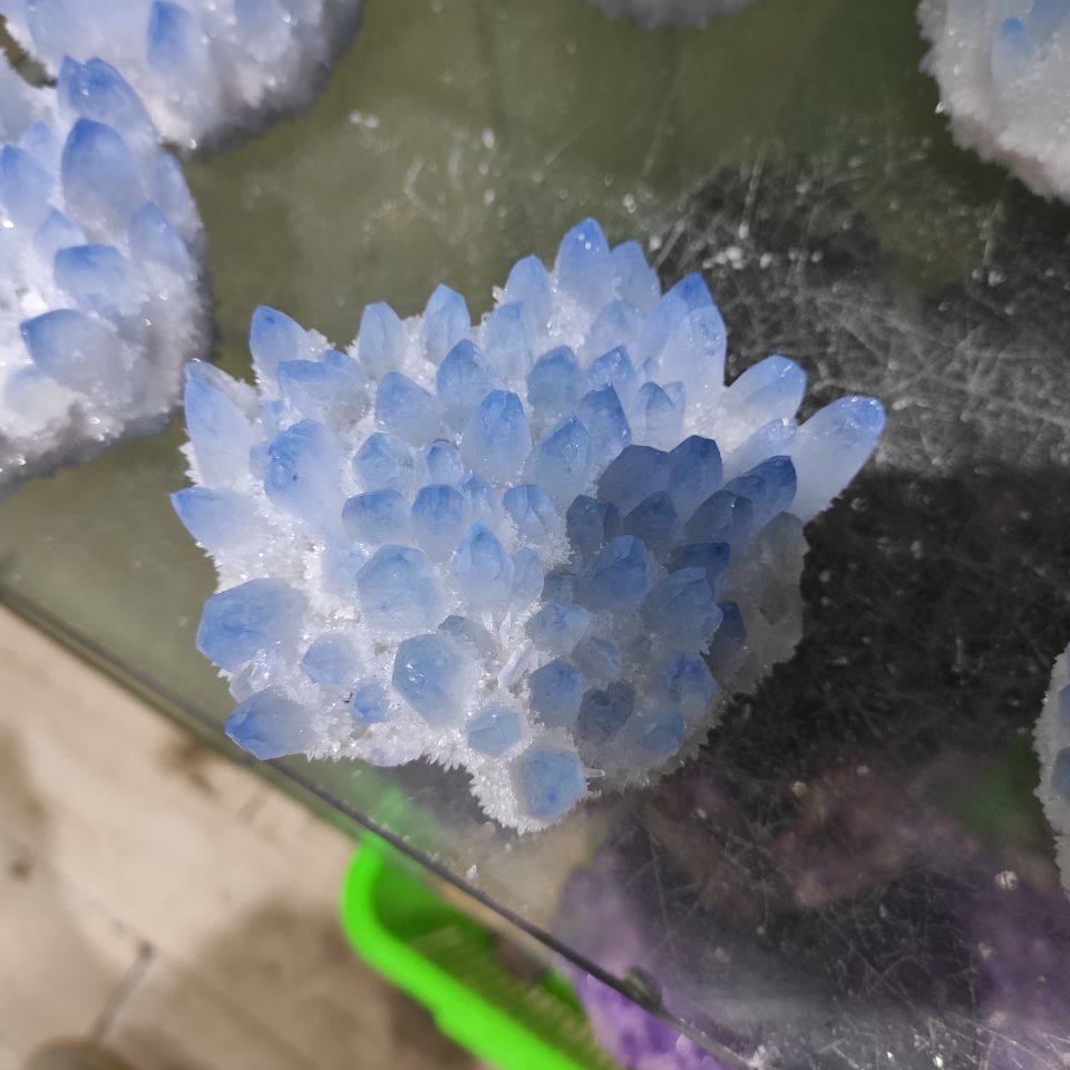 300-700g, rare beautiful, blue ghost phantom quartz, crystal cluster specimen