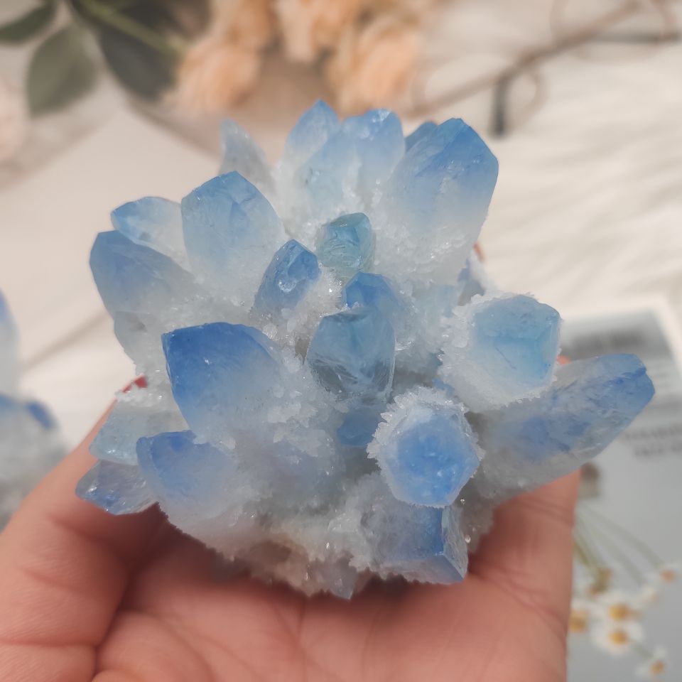 300-700g, rare beautiful, blue ghost phantom quartz, crystal cluster specimen