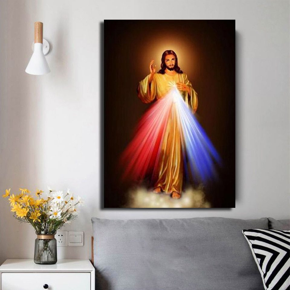 Divine mercy image, love jesus christ, motivational art film, high definition printing poster