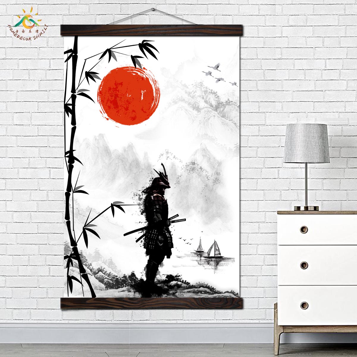 Wall art decoration painting on canvas, japan samurai art