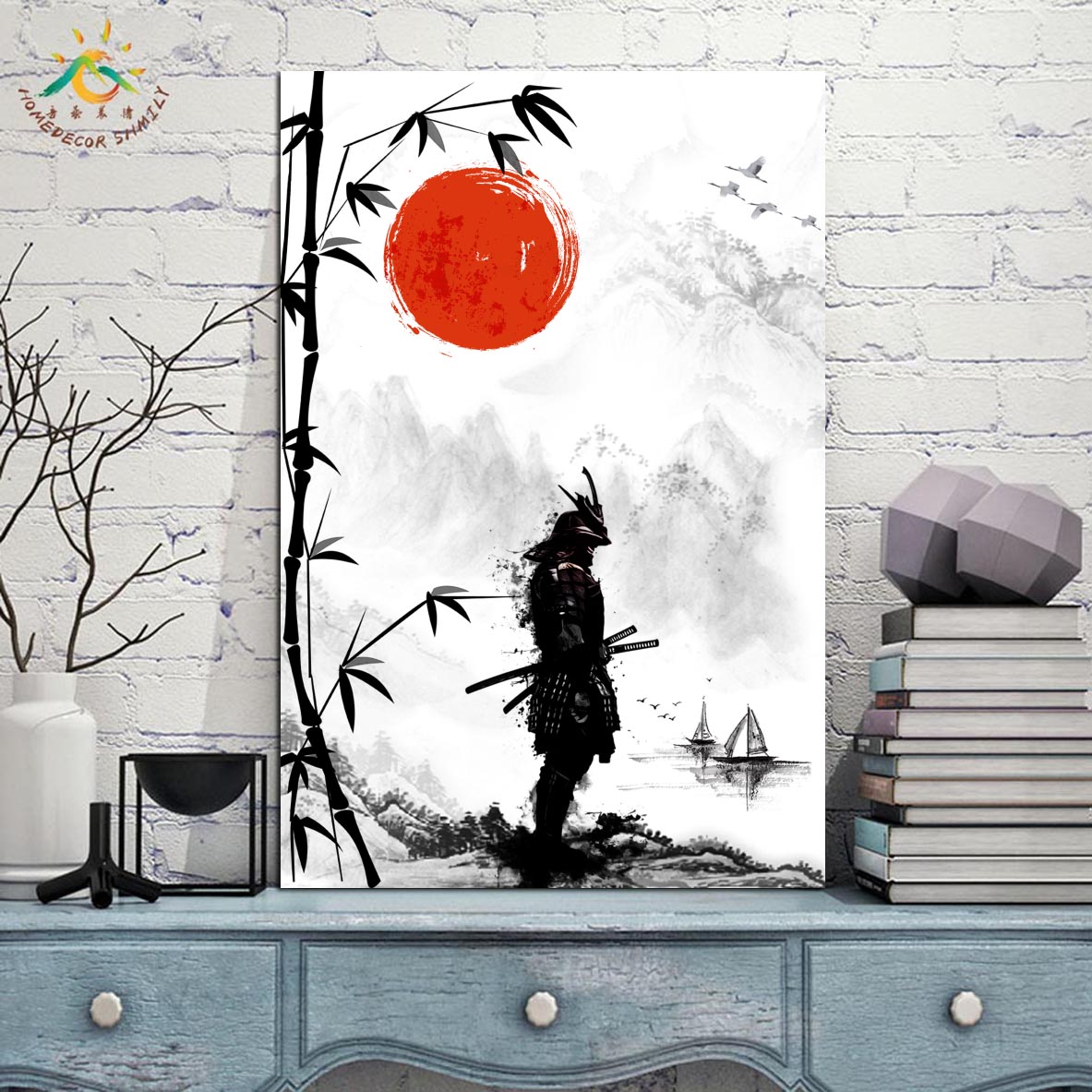 Wall art decoration painting on canvas, japan samurai art