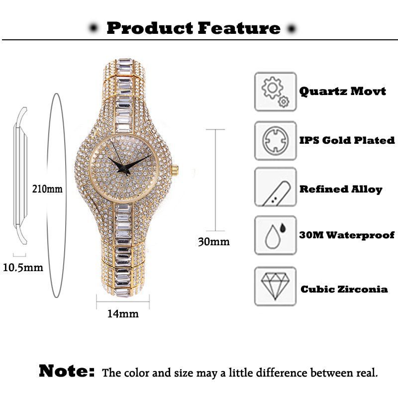 Missfox 30mm small womens watch, shockproof, waterproof, luxury ladies metal bracelets, rhinestone