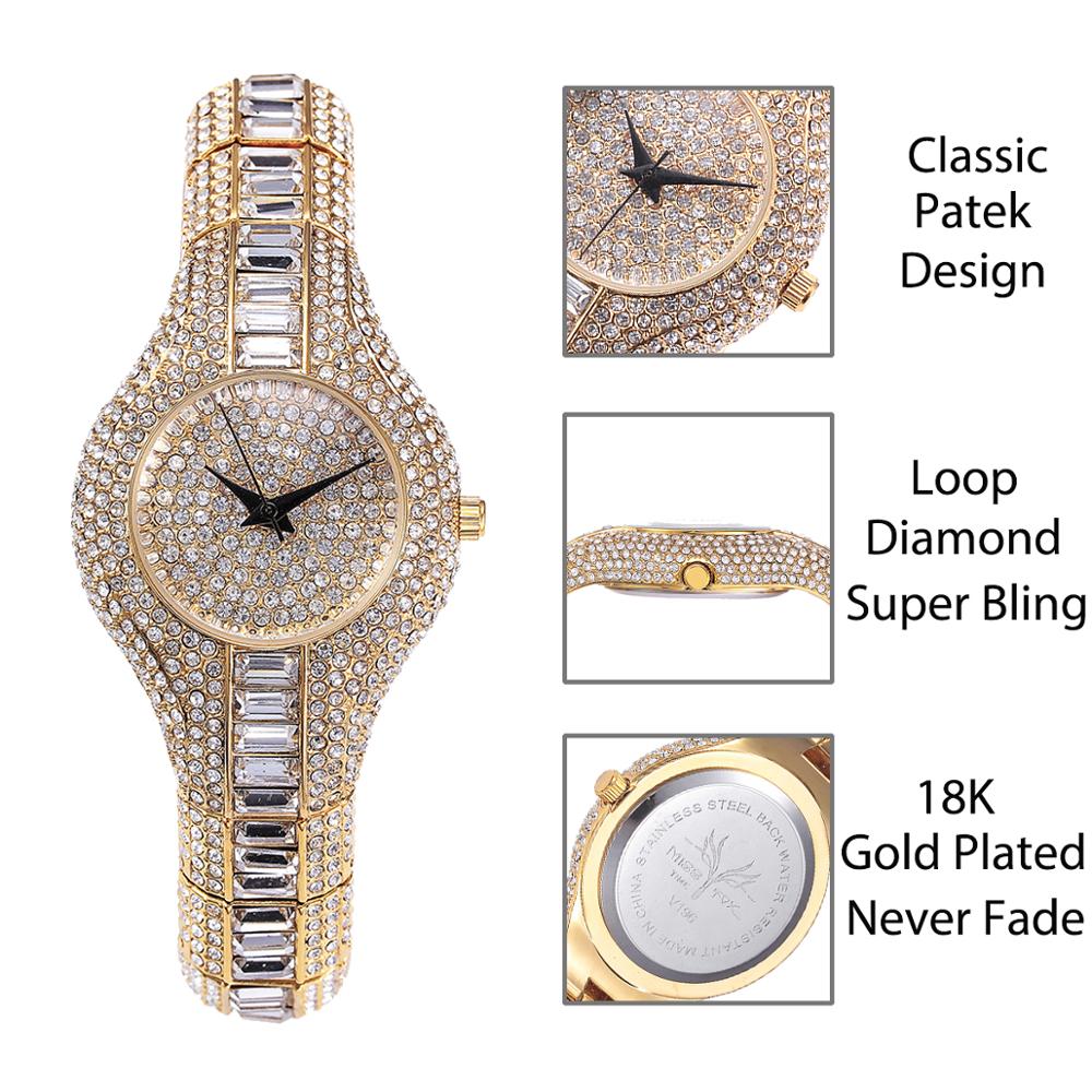 Missfox 30mm small womens watch, shockproof, waterproof, luxury ladies metal bracelets, rhinestone