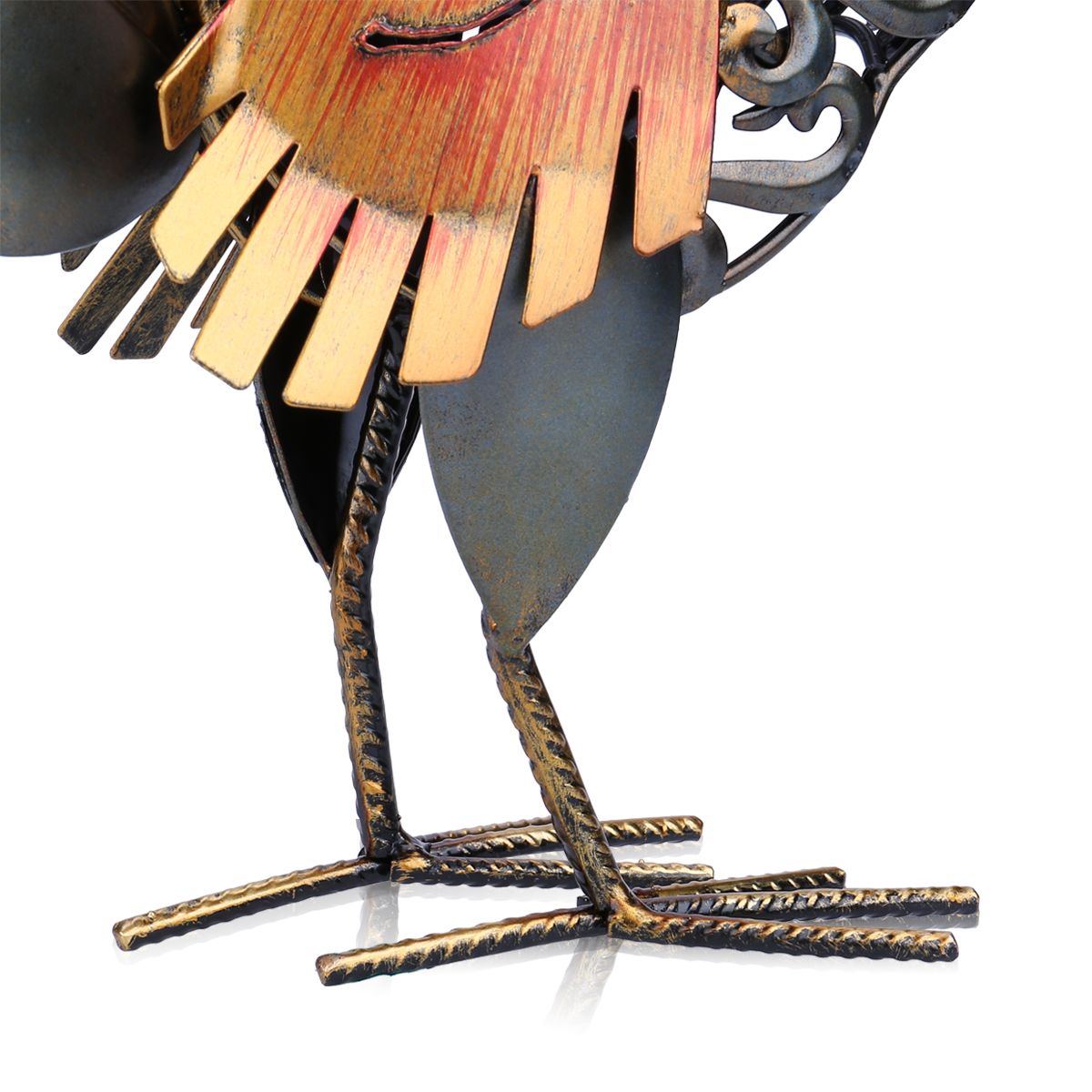 Metal figurine rooster, sculpture carved, iron rooster