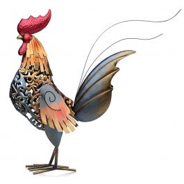 Metal Figurine Rooster, Sculpture Carved, Iron Rooster