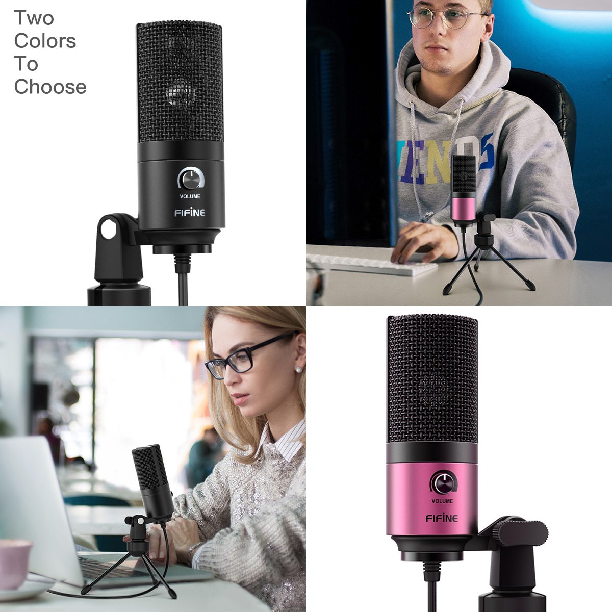Fifine metal usb condenser, recording microphone for laptop, studio recording vocals voice