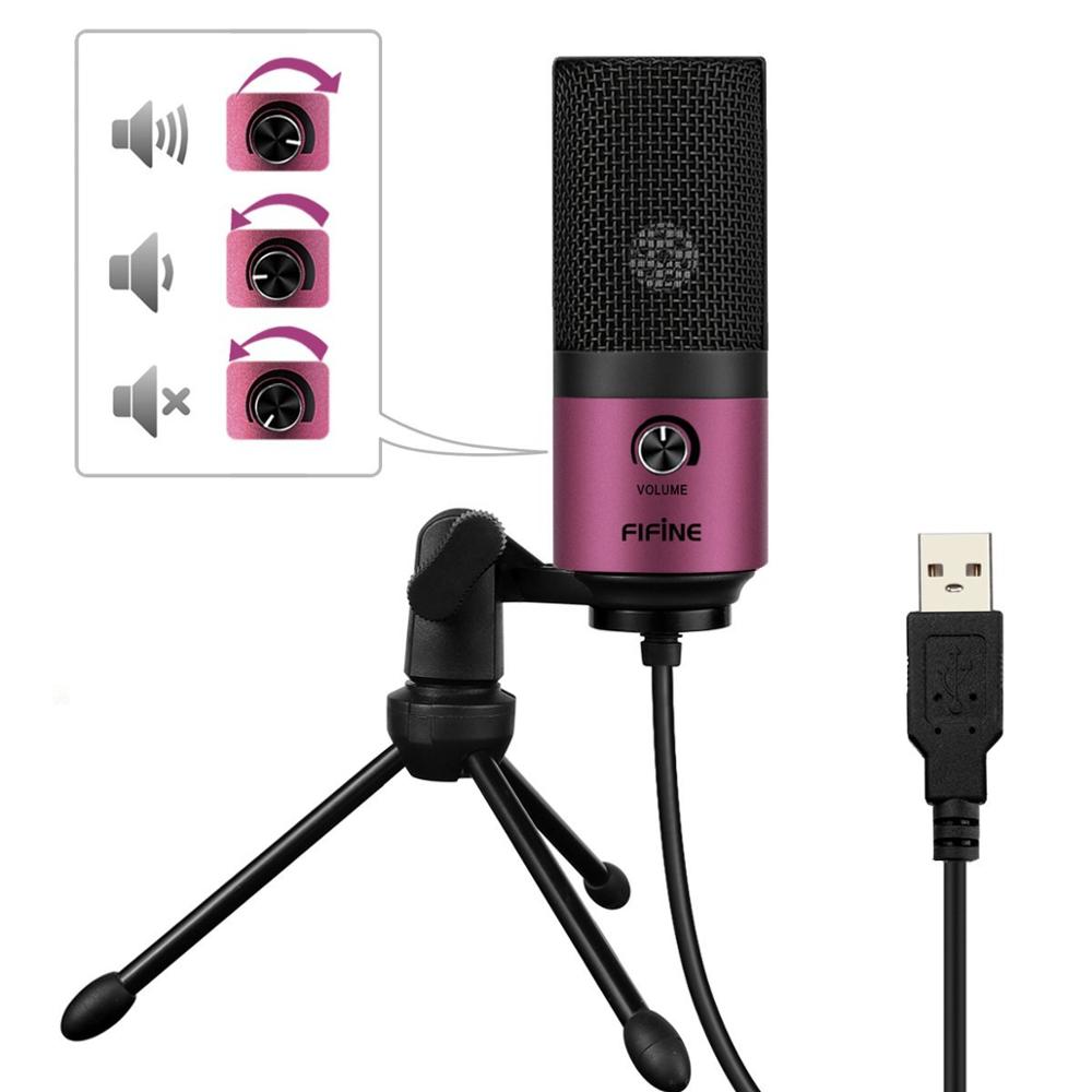 Fifine metal usb condenser, recording microphone for laptop, studio recording vocals voice