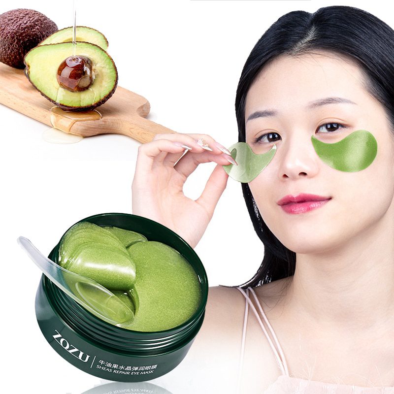 60 pcs avocado collagen mask, natural moisturizing gel, eye patches, remove dark circles, anti age