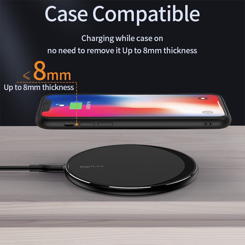 Kuulaa qi wireless charger for iphone and samsung, max 10w fast wireless charging, usb charger pad