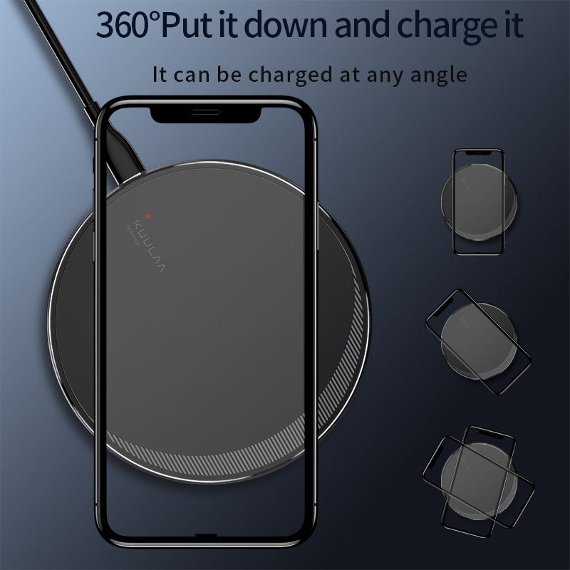 Kuulaa qi wireless charger for iphone and samsung, max 10w fast wireless charging, usb charger pad