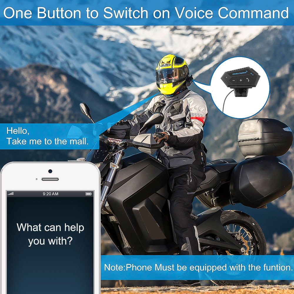 Motorcycle bt helmet headset, wireless, hands-free call, stereo, waterproof, music player speaker