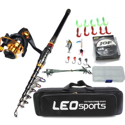 1.8-3.6m carbon telescopic fishing rod, combo spinning reel fishing set, short travel stick, full kit