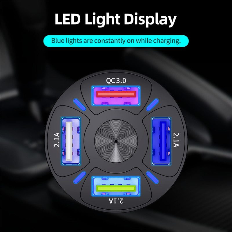 4 ports usb car charge, fast charging for all cellphone kind