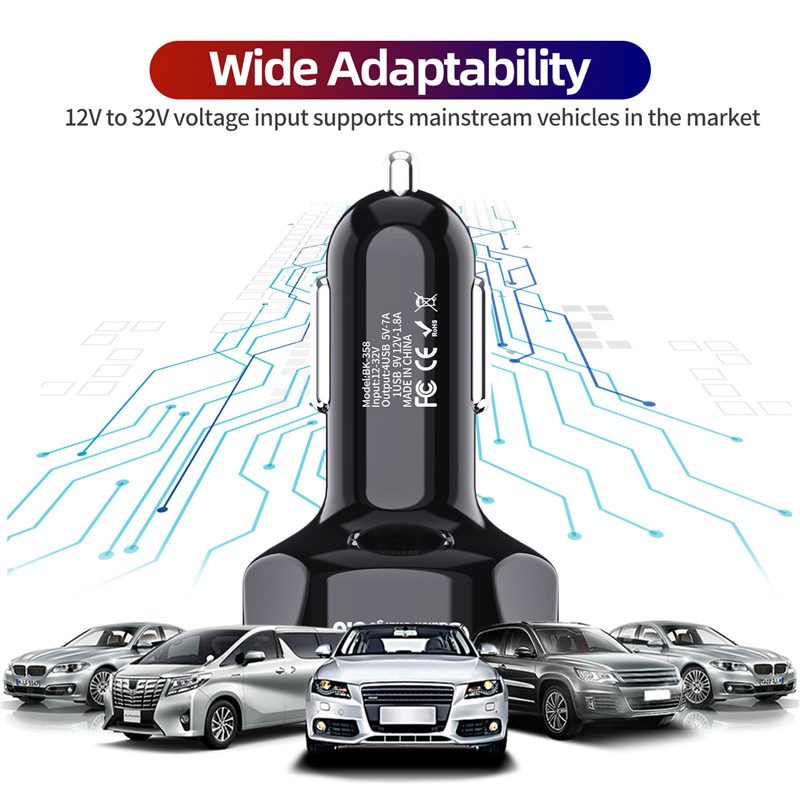 4 ports usb car charge, fast charging for all cellphone kind
