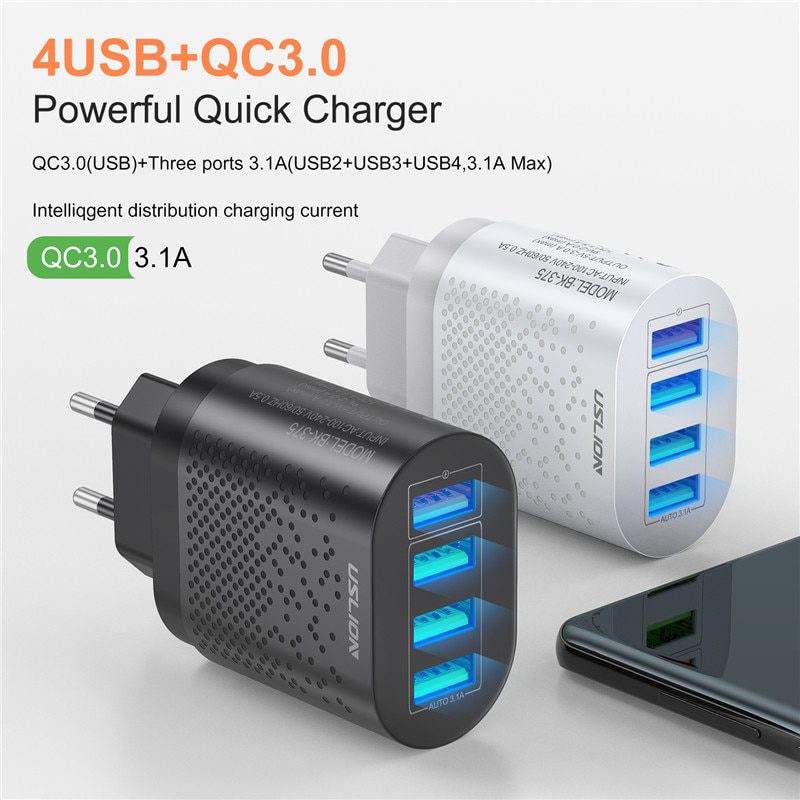 Usb quik charger 3a 3.0, eu/us plug, fast wall chargers