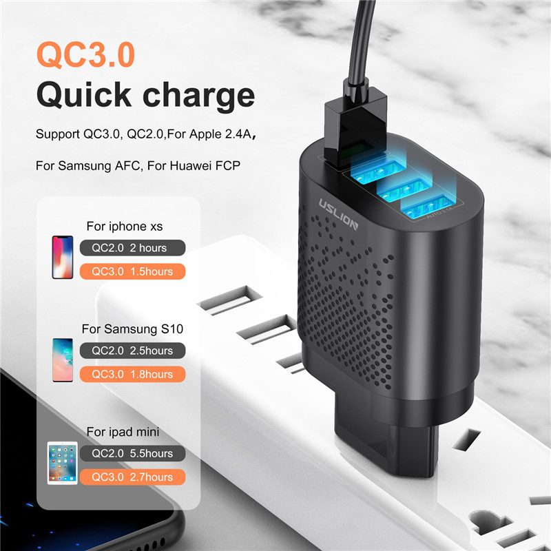 Usb quik charger 3a 3.0, eu/us plug, fast wall chargers