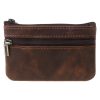 Retro cowhide slim coin purse, zipper around