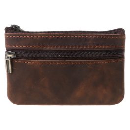 Retro Cowhide Slim Coin Purse, Zipper Around